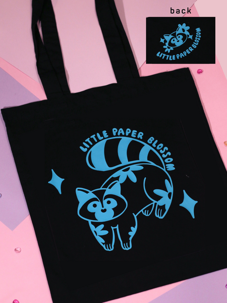 raccoon tote bag | blue