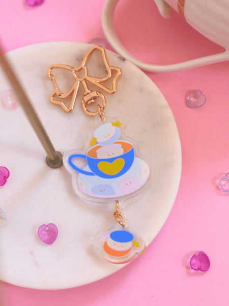 marsh x teacup dangling acrylic keychain | blue