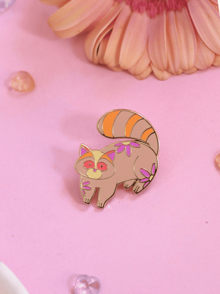 raccoon enamel pin | pink