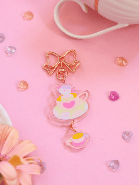 marsh x teacup dangling acrylic keychain | pink