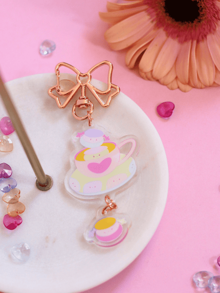 marsh x teacup dangling acrylic keychain | pink