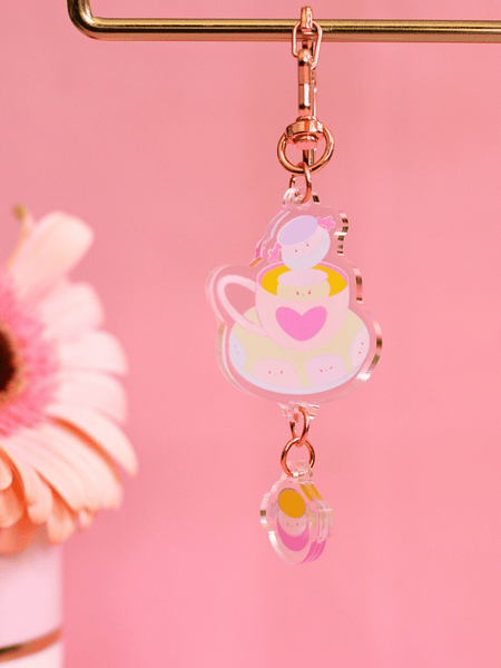 marsh x teacup dangling acrylic keychain | pink