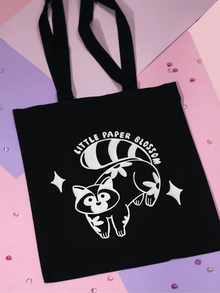 raccoon tote bag | white