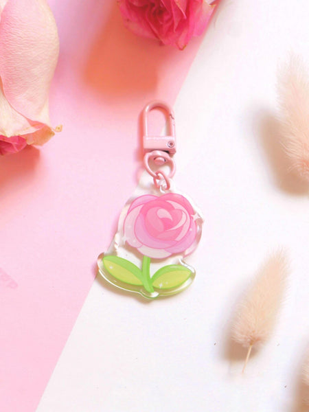 belle's rose acrylic keychain | princess flower series