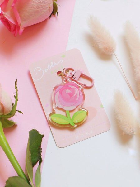 belle's rose acrylic keychain | princess flower series