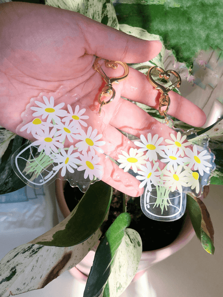 daisy jar keychain (pink & yellow)
