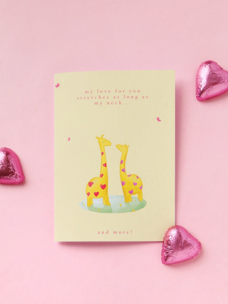 giraffes in love card