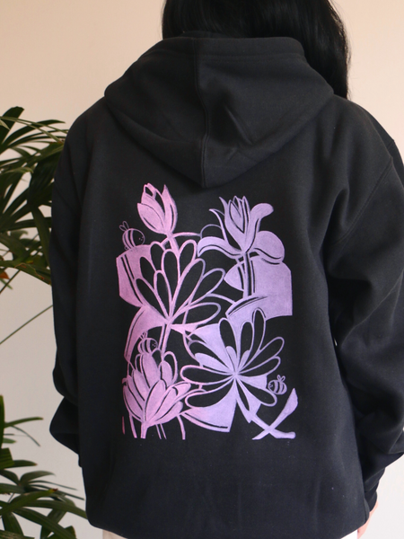 lotus pond black hoodie | gradient design