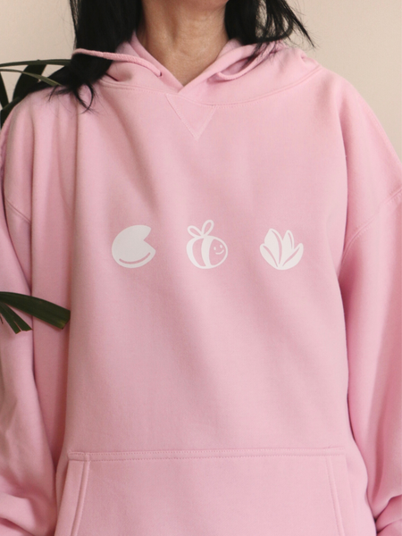 lotus pond pink hoodie | white design