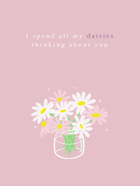 pink daisy jar card | custom avail