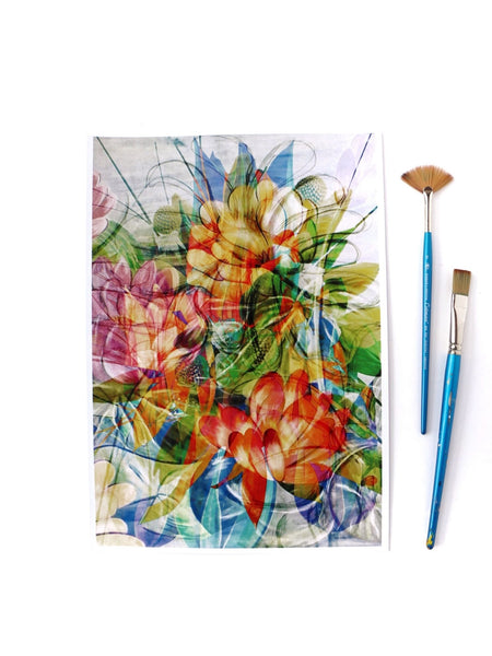 moments-of-joy-art-print-orange-yellow-pink-lotus-water-colour-pencil-watercolour-acrylic