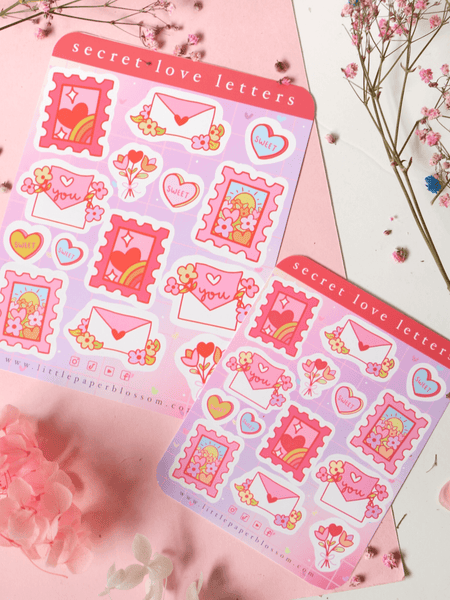 secret love letters sticker sheet | big and mini