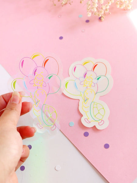 turtle and bee adventure suncatcher sticker