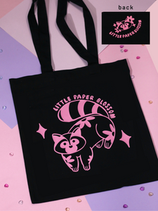 raccoon tote bag | pink