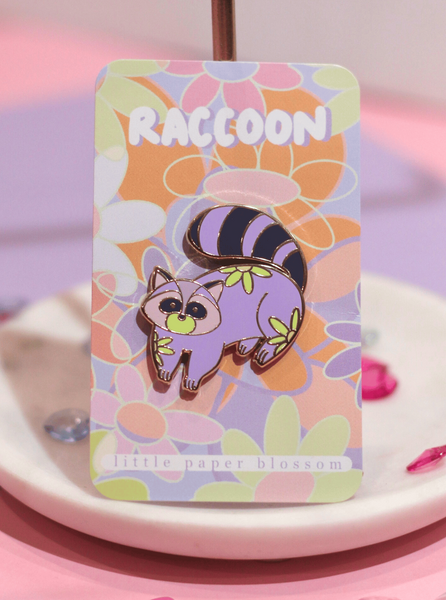 raccoon enamel pin | purple