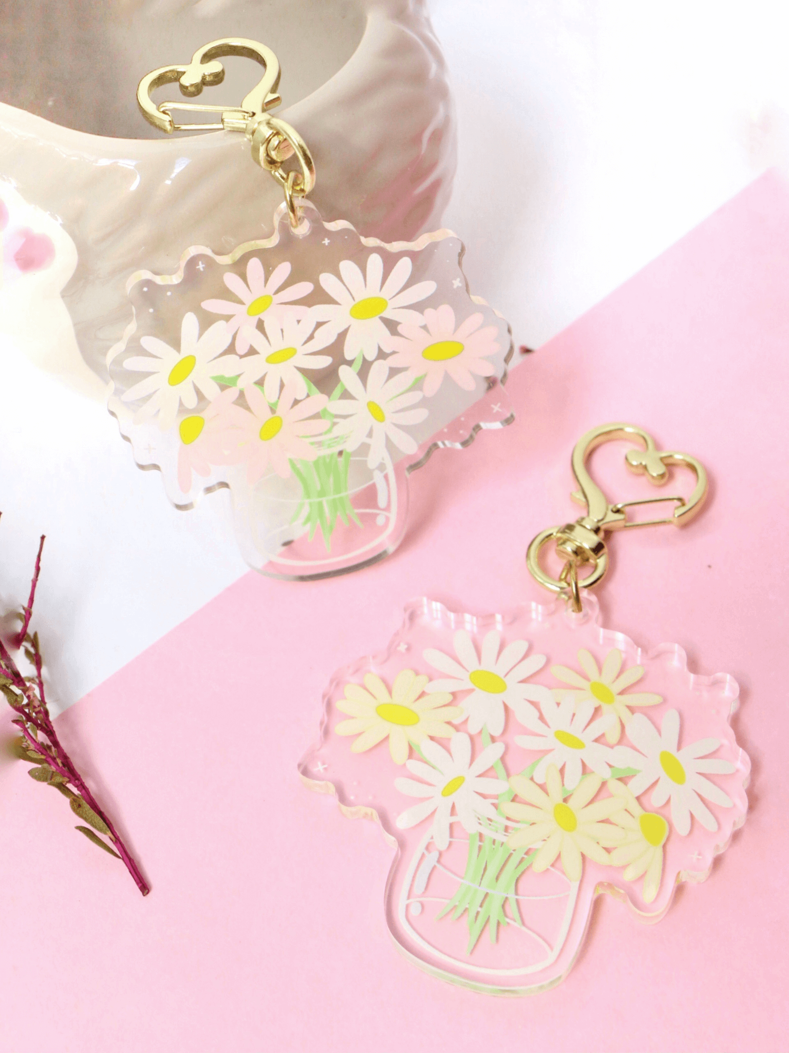 Lovely Daisy Enamel Keychains Cute Colorful Flower Charm