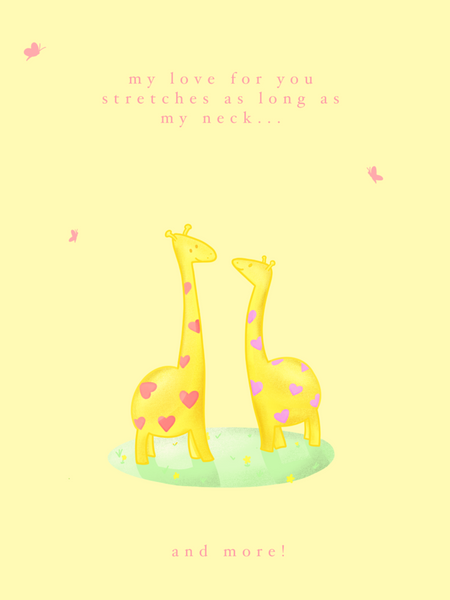 giraffes in love card