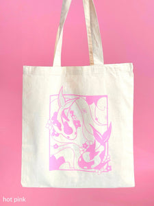koi pond tote bag | calico and hot pink