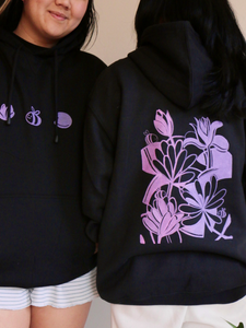 lotus pond black hoodie | gradient design
