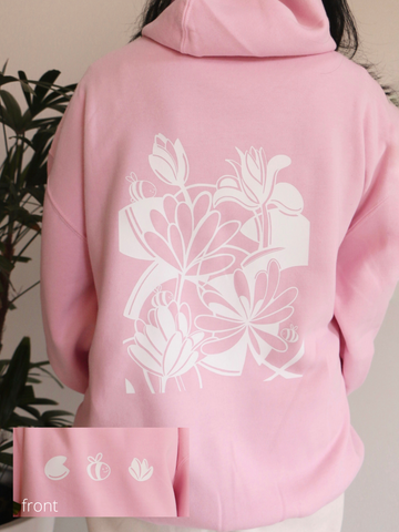 lotus pond pink hoodie | white design