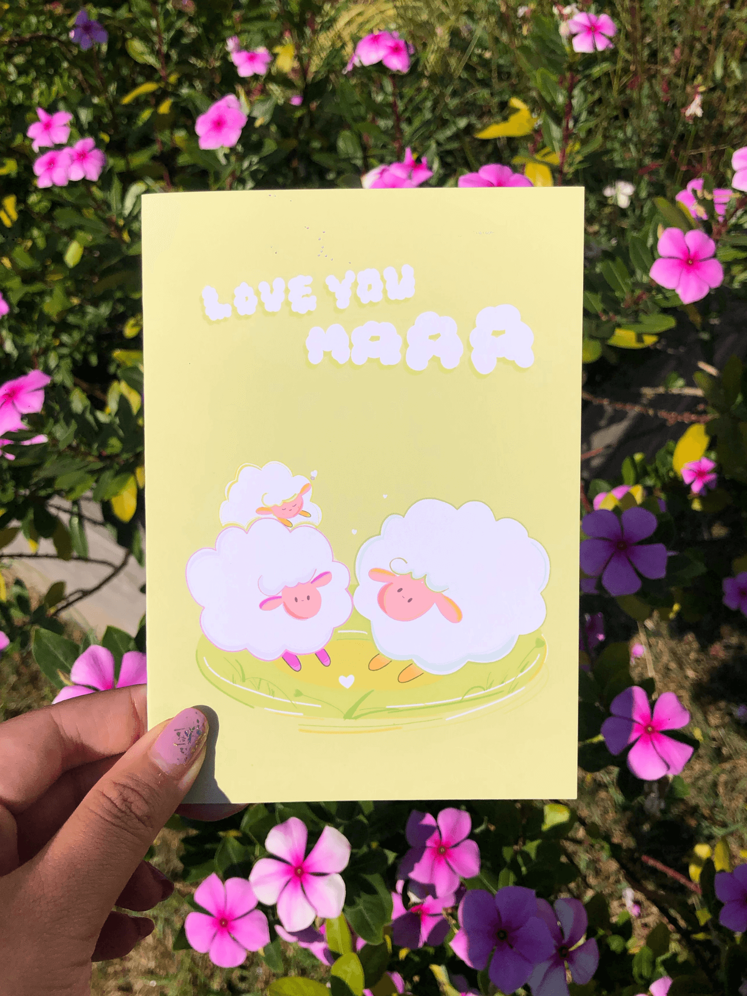love you fluffy sheep card