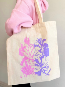 lotus pond calico tote bag | gradient design