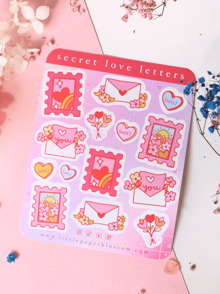 secret love letters sticker sheet | big and mini