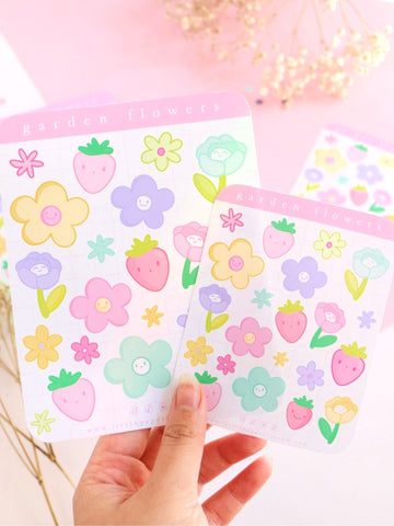garden flowers sticker sheet | big and mini