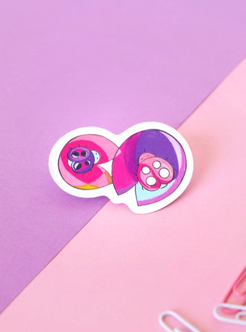 sticker-sleeping-ladybug-twins-photo-pink-purple-ladybird-on-lilly-pad