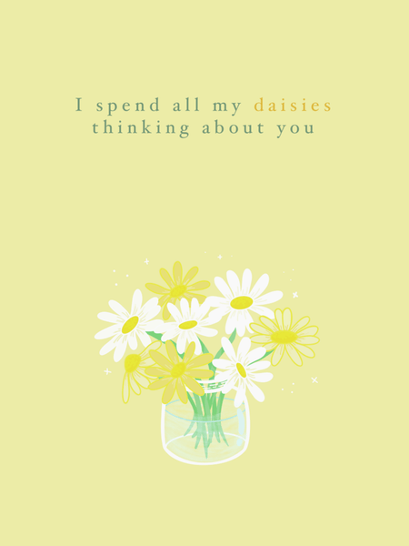 yellow daisy jar card | custom avail